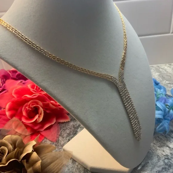 Nordstrom 14k Gold over Silver Cascade crystal Necklace - Picture 4 of 9